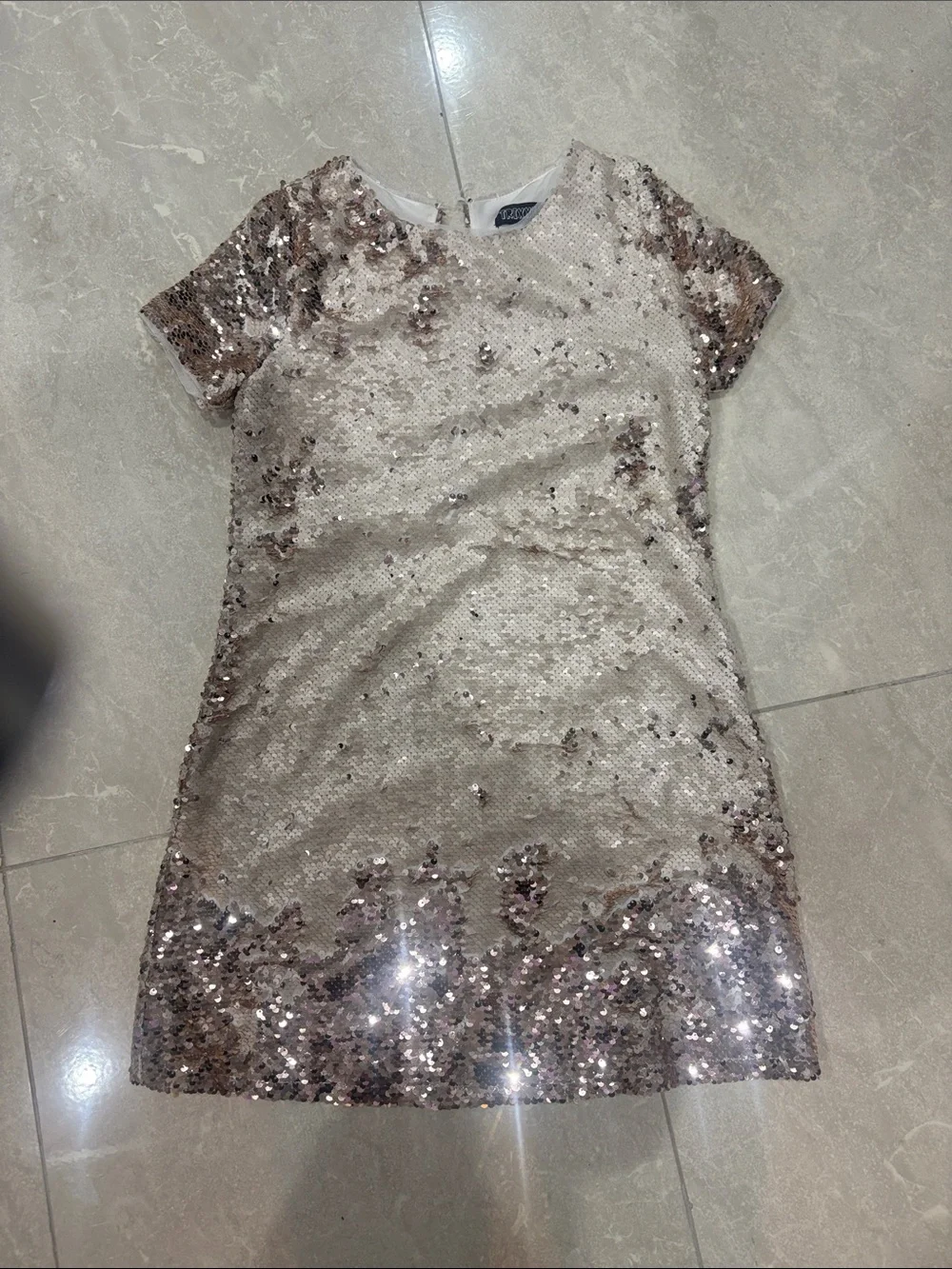 Sequin Shift Dress for Girls - Champagne Sparkle